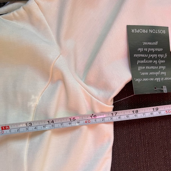 Boston Proper Ivory Knit Off The Shoulder 3/4 Sleeve Dress Size Medium Cruise - Picture 7 of 13